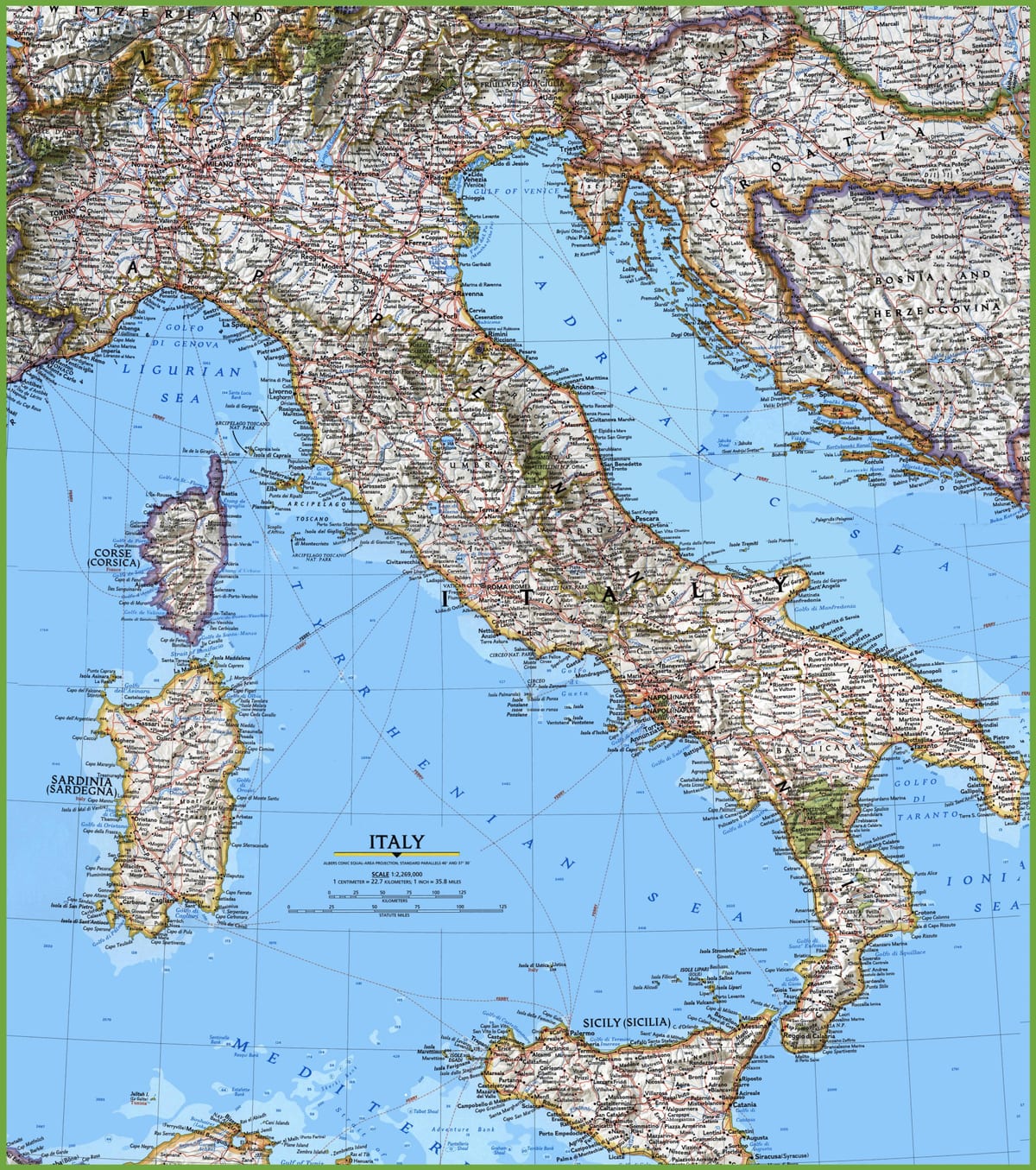 duża szczegółowa mapa Włoch