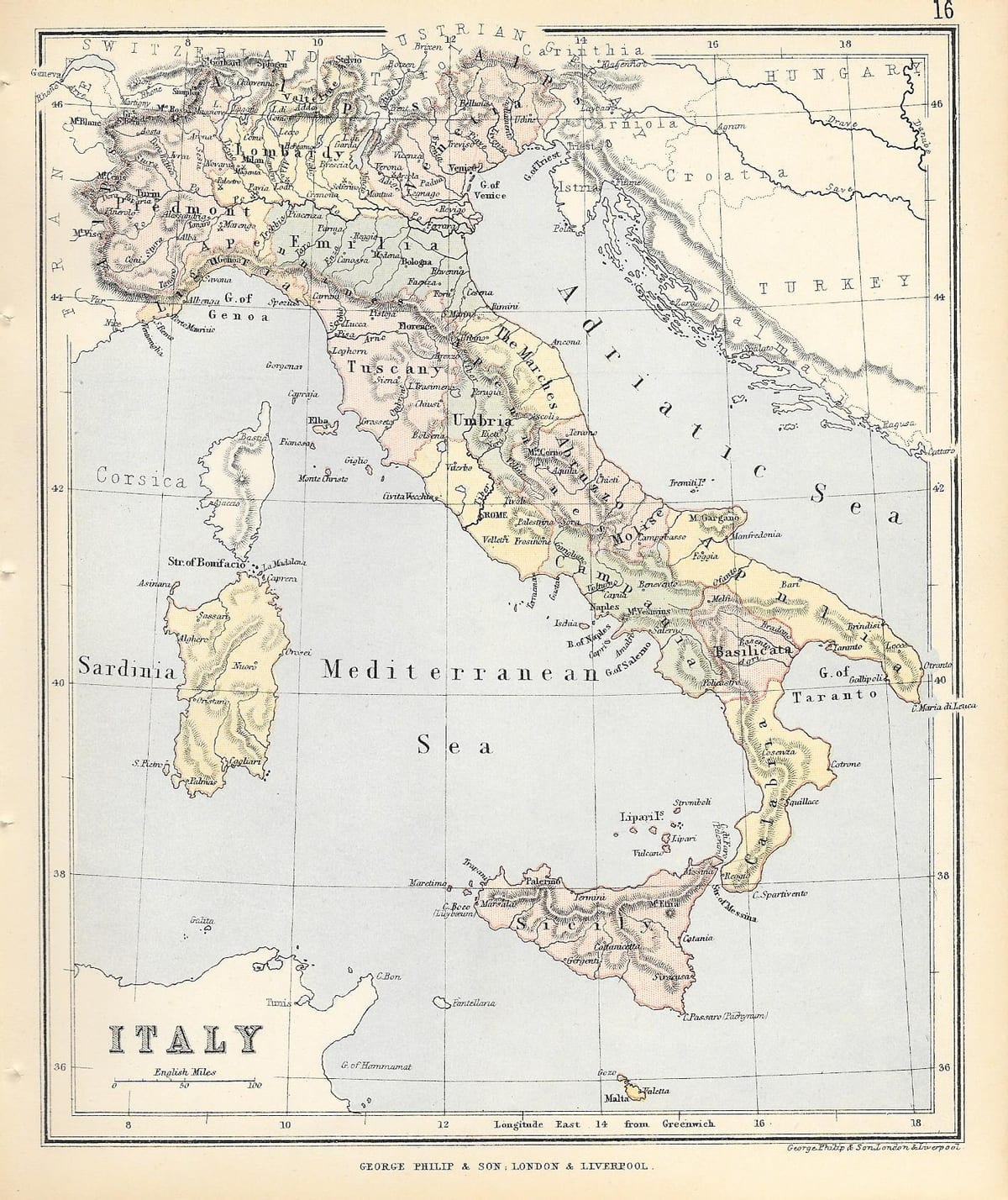 historyczna mapa Włoch