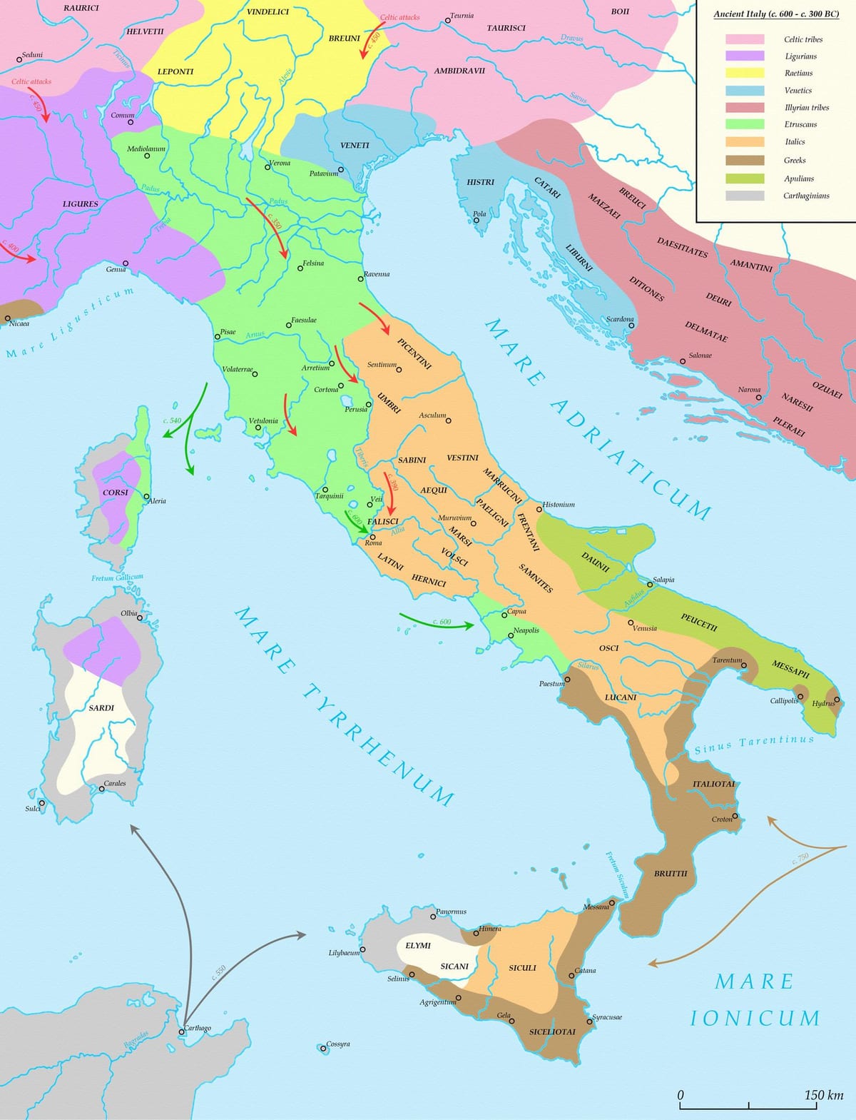 mapa starożytnej Italii