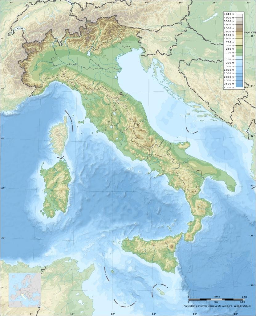 Włochy mapa topograficzna