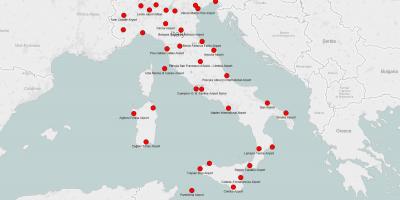 Mapa Włoch pokazuje lotnisk
