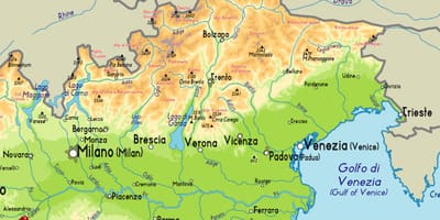 Mapę północno-wschodniej Włoszech