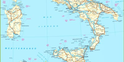 Mapa drogowa na południu Włoch