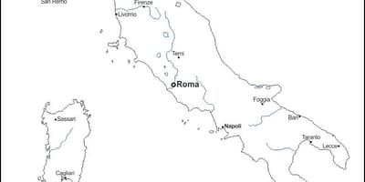 Mapa konturowa z miastami Włoch