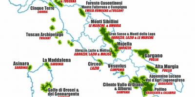 Włochy parki narodowe mapa